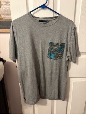 The Hundreds Gray Crewneck Tee with Teal Leaf Pocket